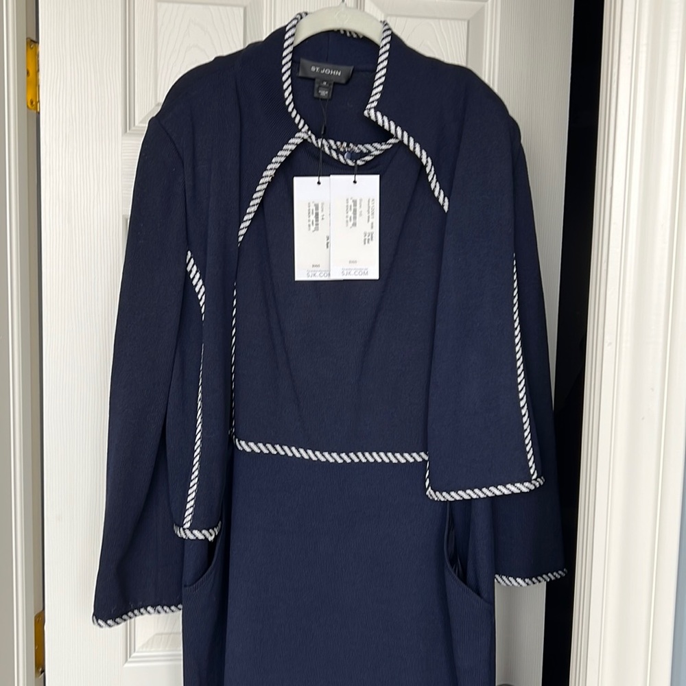 New with tag St. John knit dress and jacket. Jacket size 14, dress size 16